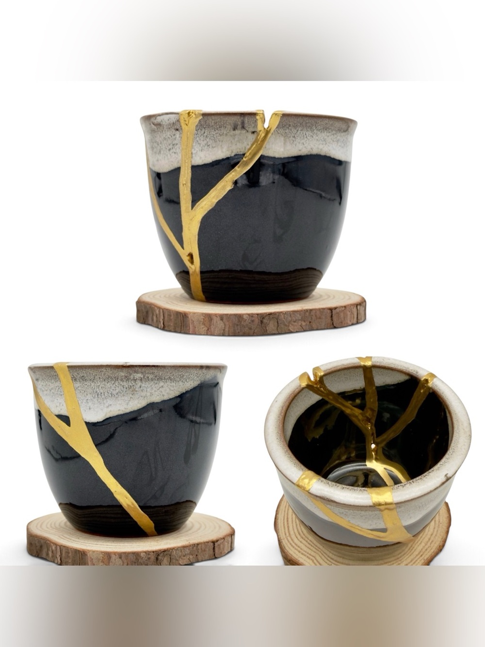 Kintsugi Cup Drip Glaze Pottery Terracotta Gold Crack Art Personal Growth Gift